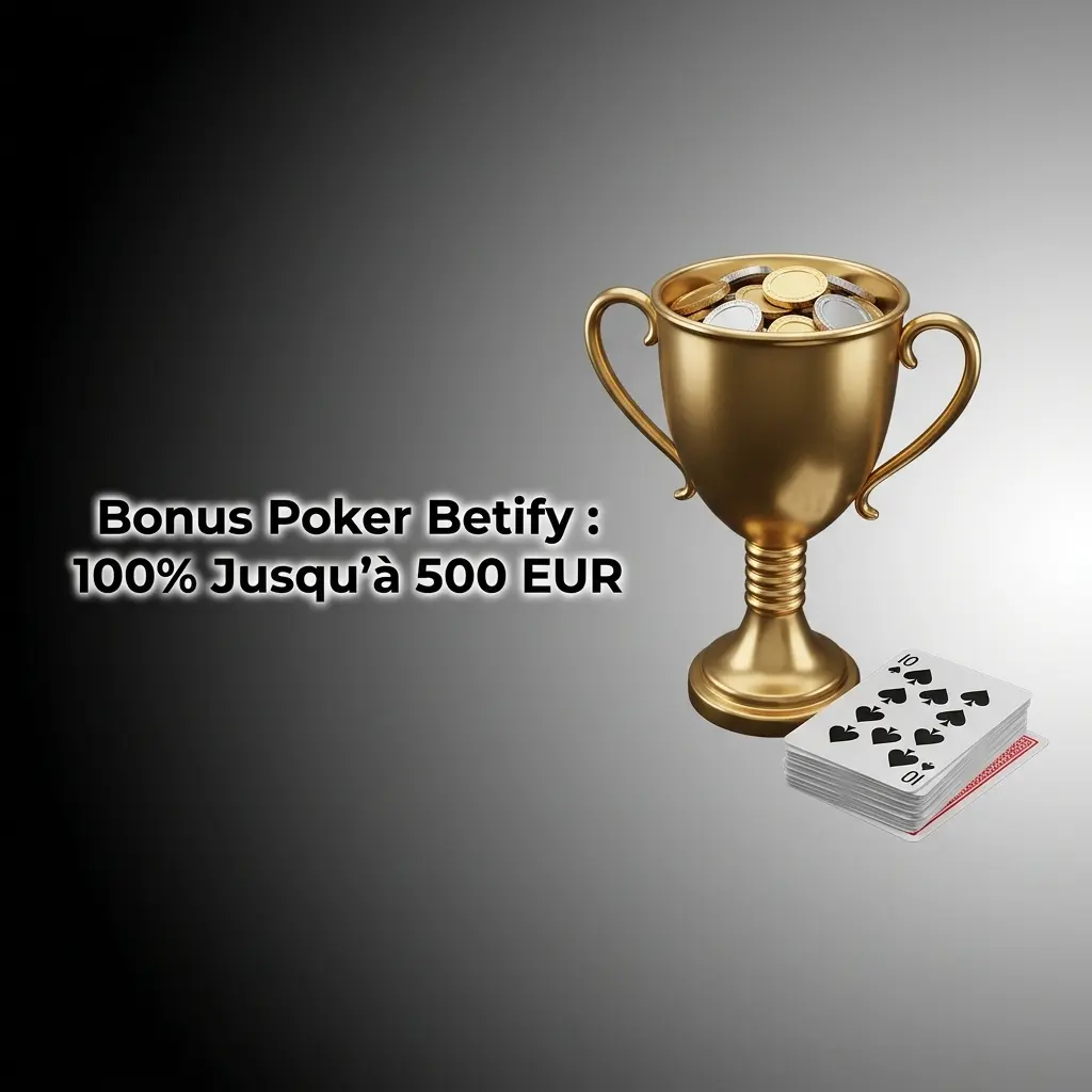 Bonus poker Betify : 100% jusqu'à 500 EUR sur votre premier dépôt, dès 20 EUR, sans code promo requis.