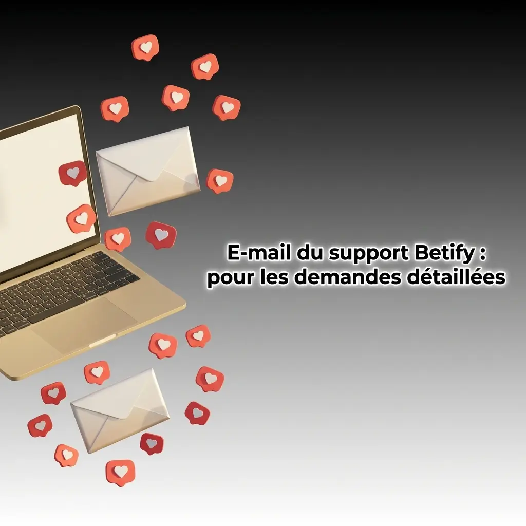 E-mail du support Betify pour demandes détaillées, litiges ou vérification d'identité, avec réponse sous 24 à 48 heures ouvrées.