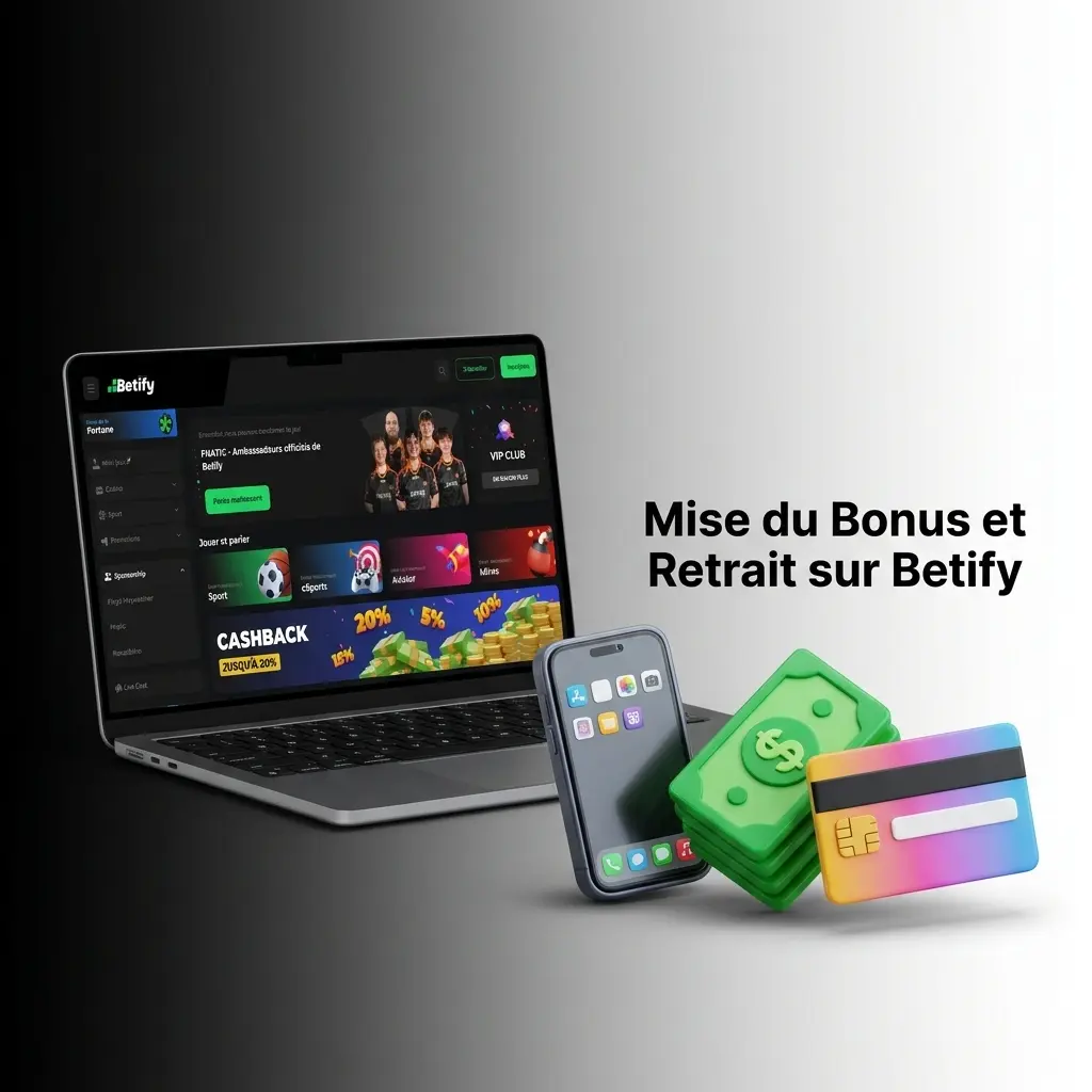 Règles de mise et de retrait du bonus Betify : conditions, mise maximale, expiration et transfert des gains vers le solde principal.