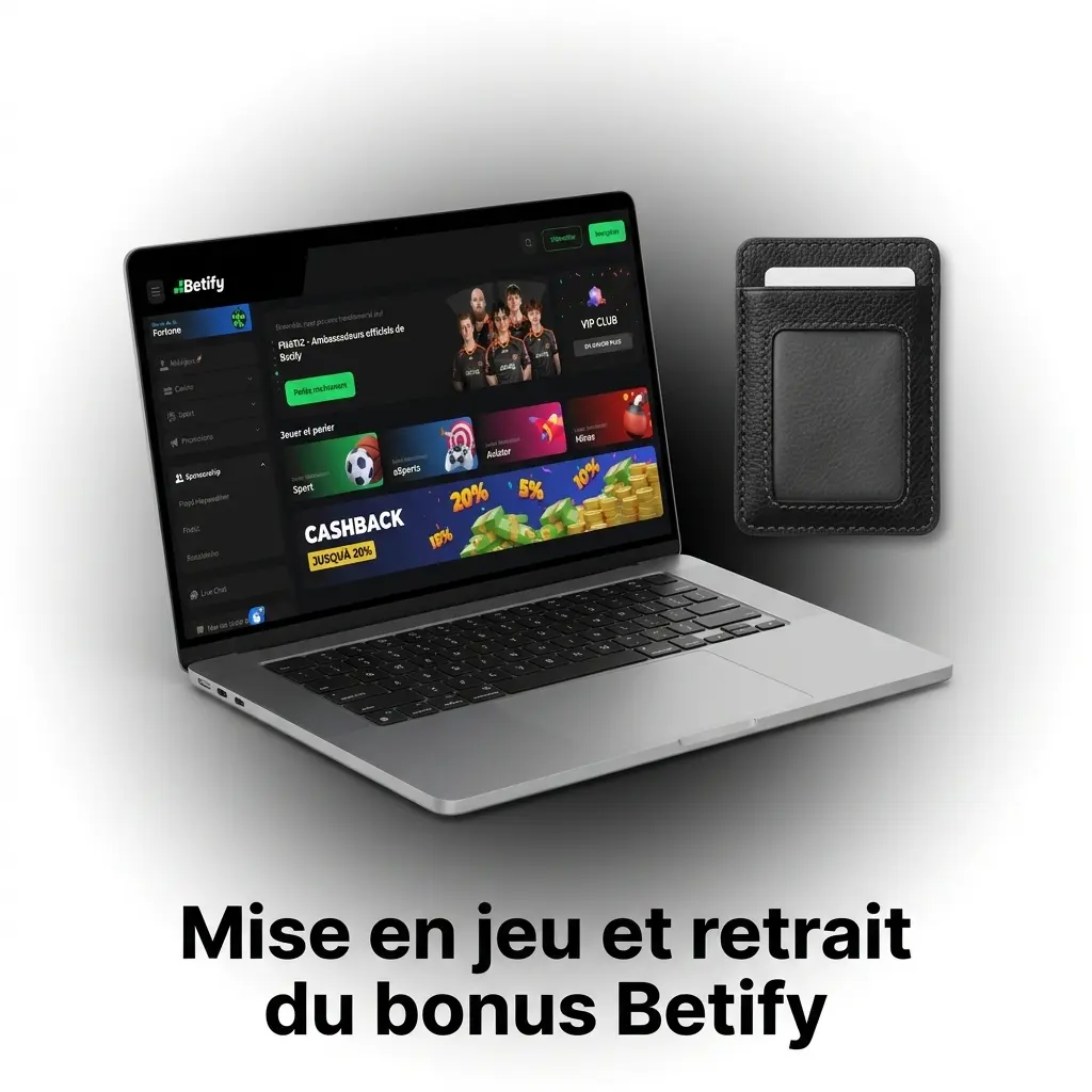 Compte bonus Betify avec exigence de mise 35x et options de retrait comme Visa, Skrill ou virement bancaire