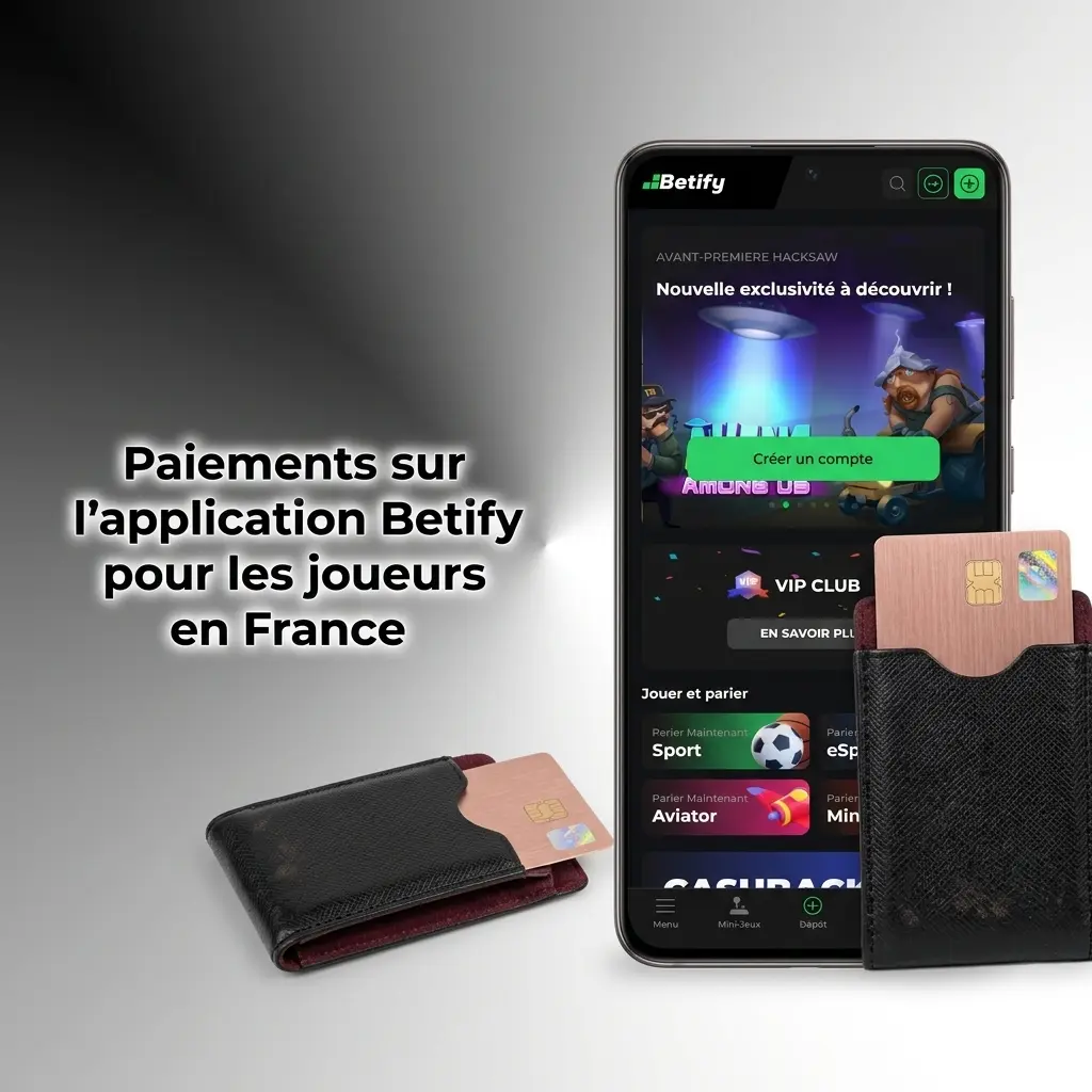 Méthodes de paiement disponibles sur l'application Betify : cartes, portefeuilles électroniques, virements et cryptomonnaies