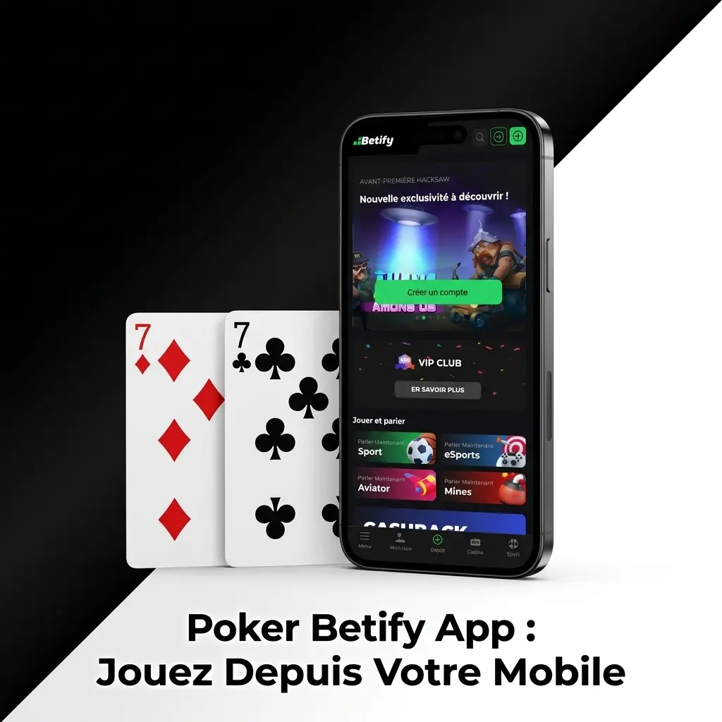 Application Poker Betify sur mobile Android et iOS pour jouer aux tables de poker et gérer vos dépôts et retraits
