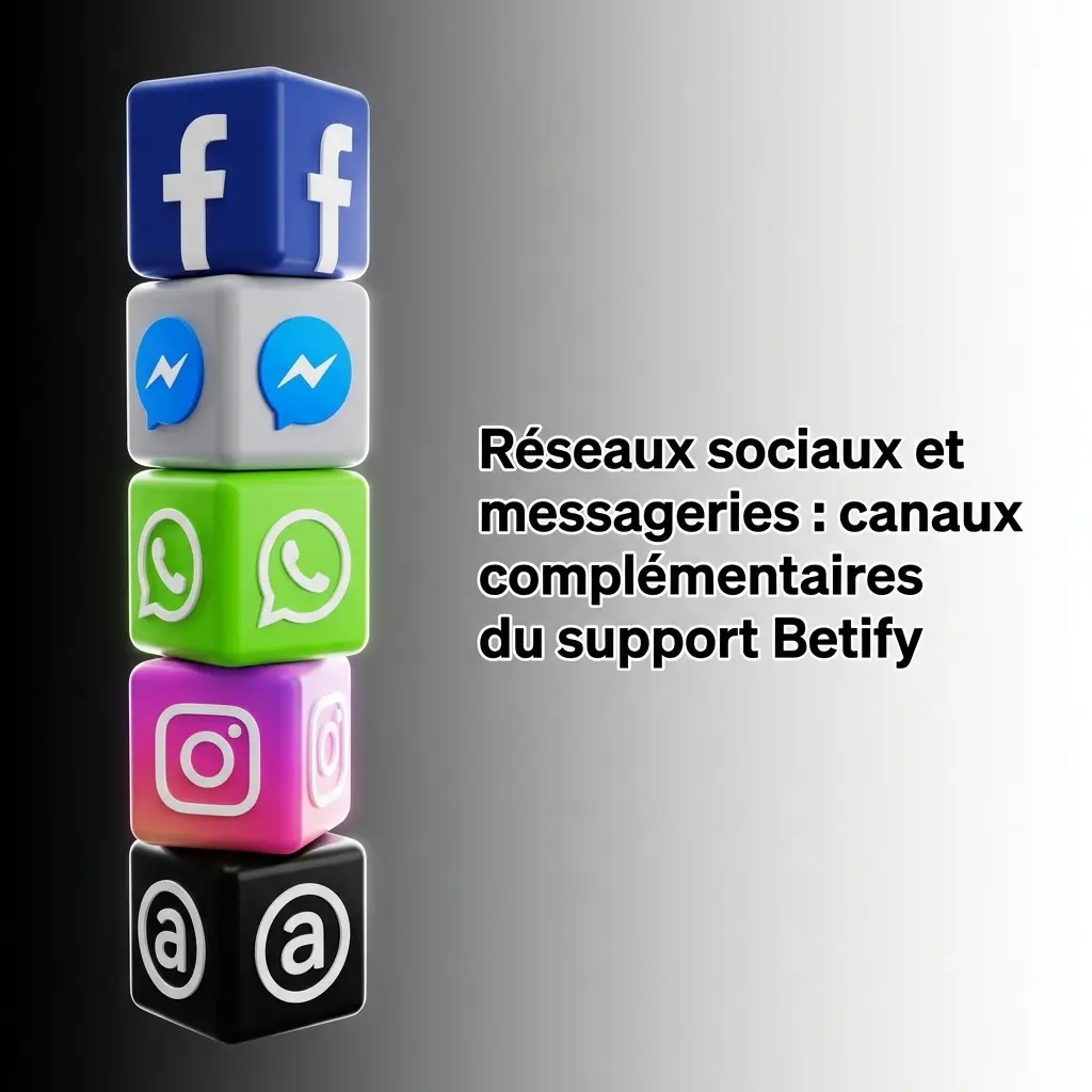 Réseaux sociaux et messageries comme WhatsApp ou Telegram pour contacter le support Betify