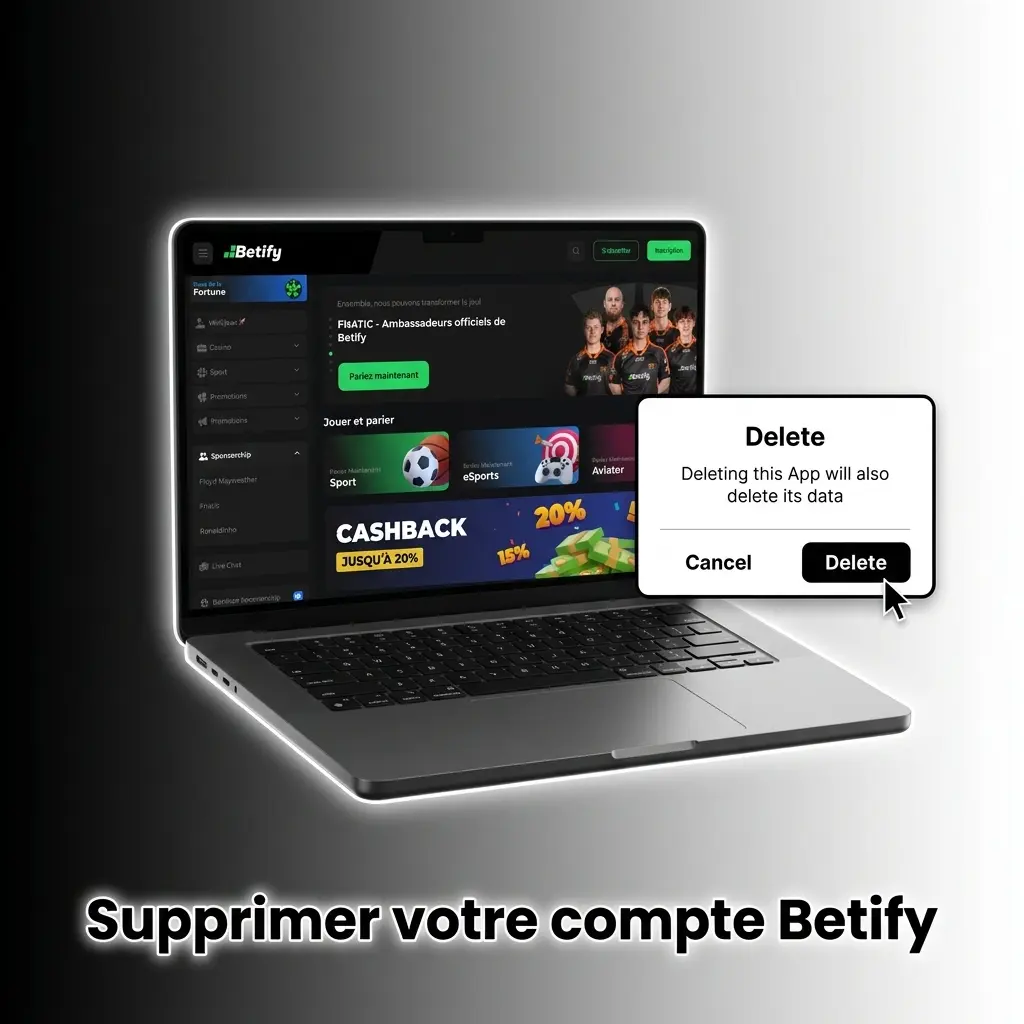 Procédure pour supprimer ou fermer votre compte Betify depuis l'espace personnel, options d'auto-exclusion incluses
